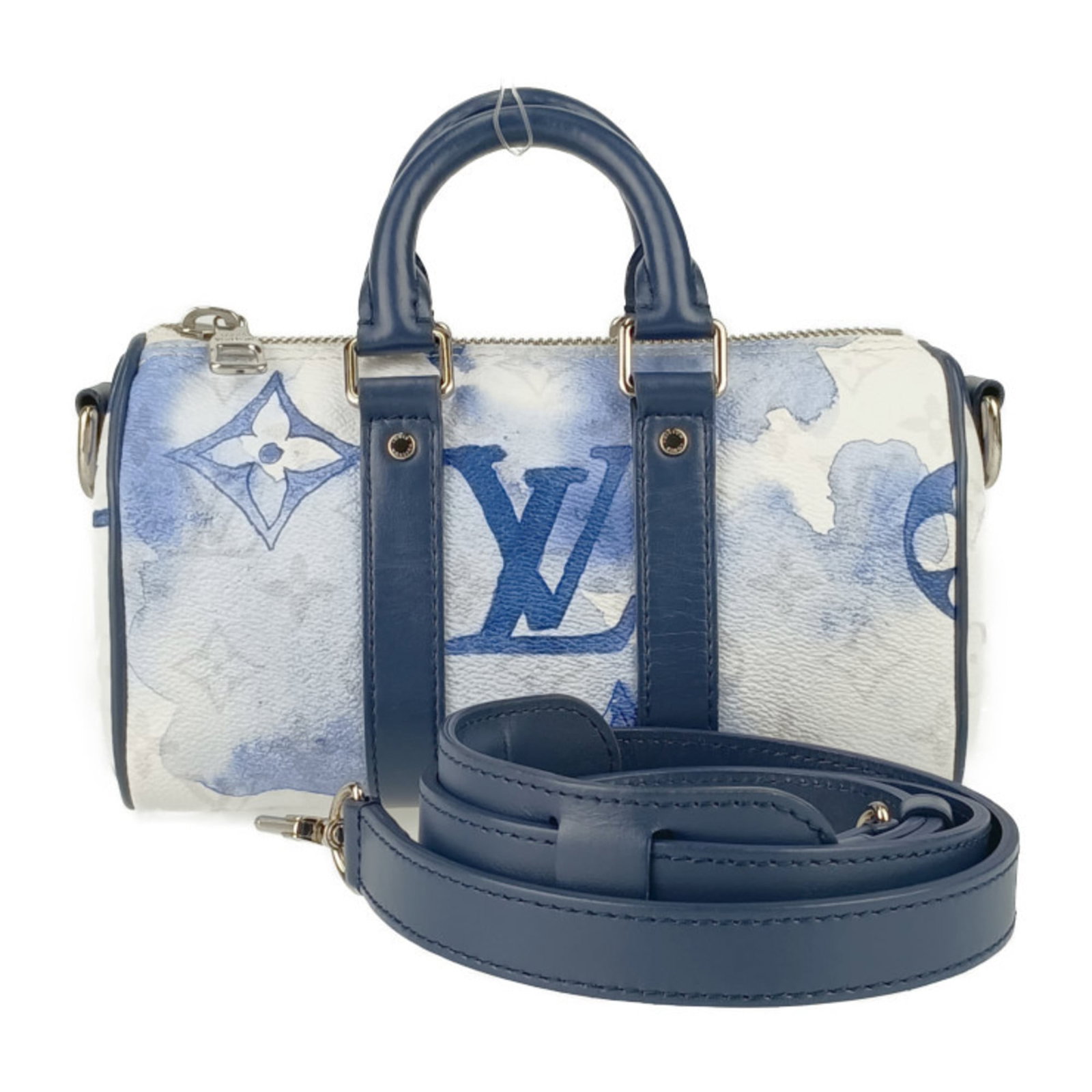 Louis Vuitton Handbag Shoulder Bag Monogram: Louis Vuitton Handbag Shoulder Bag Monogram Monogrammed in bold blue and white, this Louis Vuitton shoulder bag boasts the iconic monogram pattern on its exterior. With a sturdy zipper closure and