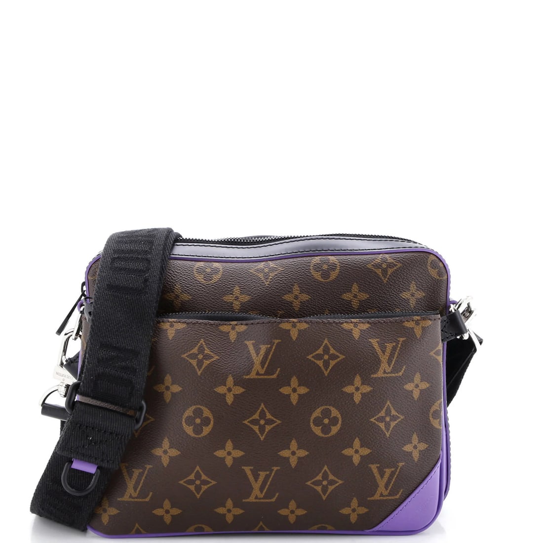 Macassar Monogram Canvas Louis Vuitton Trio Messenger Bag: Macassar Monogram Canvas Louis Vuitton Trio Messenger Bag Purple Macassar Monogram Canvas exterior, black and brown accents, and silver hardware define the stylish Trio Messenger Bag. The