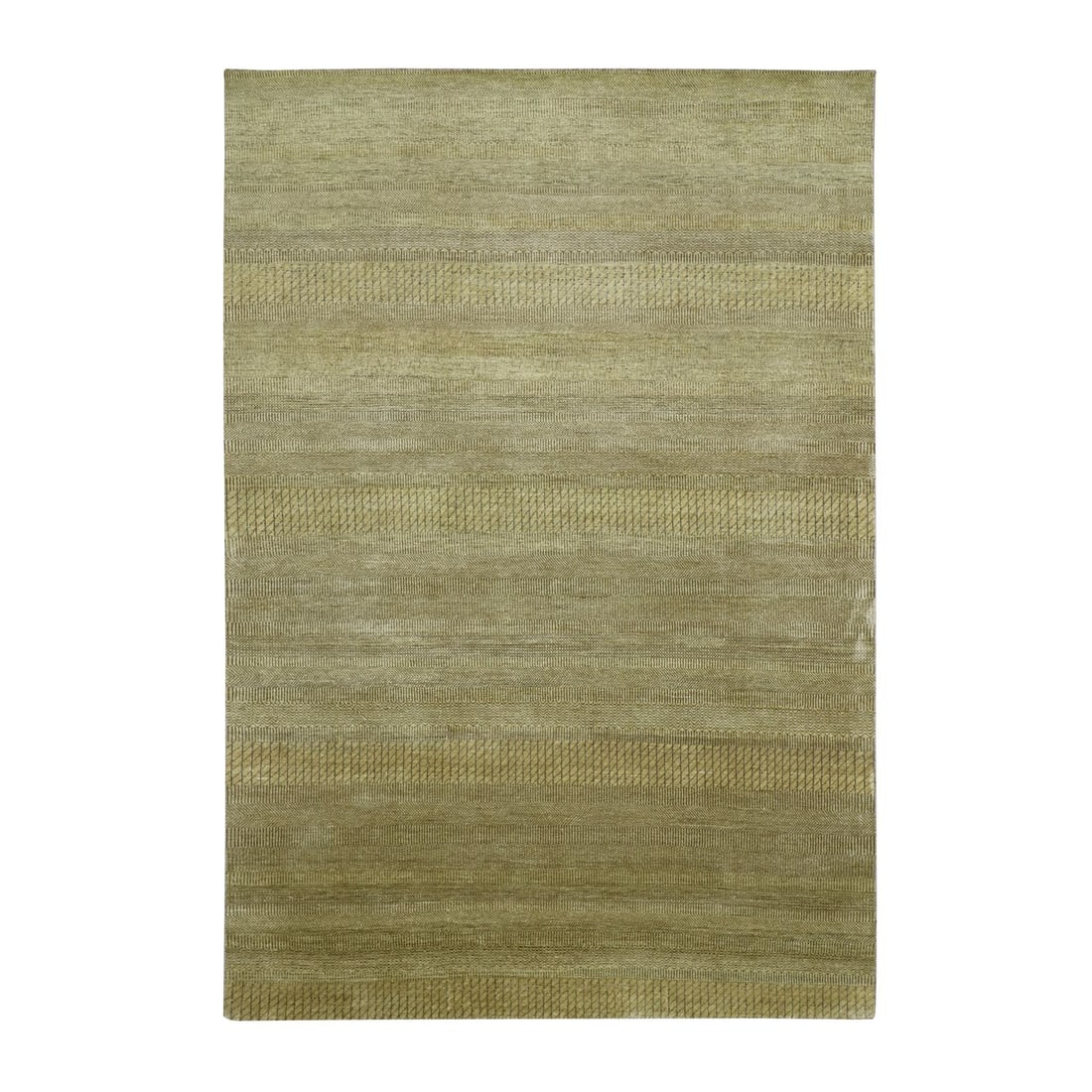 6'1"x9'6" Peanut Brown Modern Grass Design Hand Knotted Wool and Silk Rug (1 of 11)