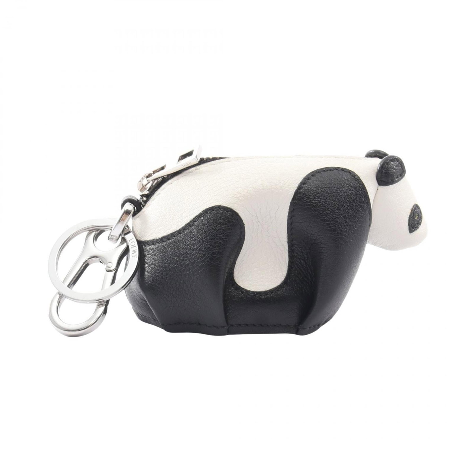 Loewe Coin Purse/ Coin Case Leather: Loewe Coin Purse/ Coin Case Leather Black and white Loewe coin purse in excellent condition, with some minor scratches and dirt visible. The leather remains supple and well-cared for, a testament to