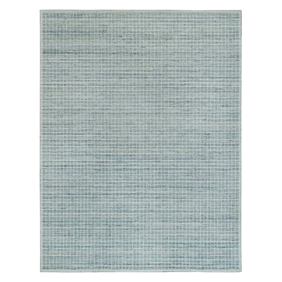 9'1"x11'10" Cambridge Blue Modern Box Design Loomed Knotted Wool Rug (1 of 12)