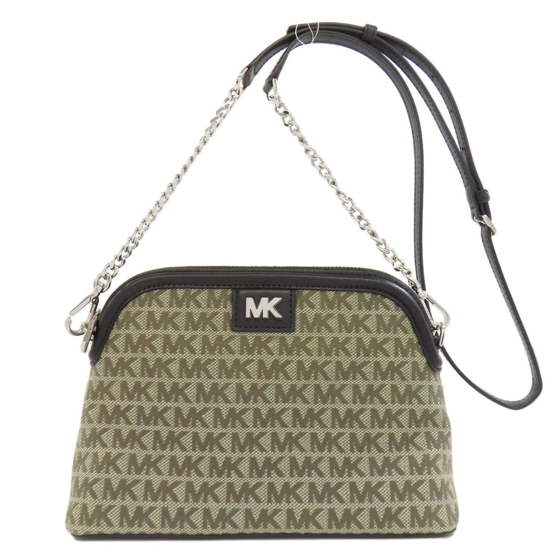 Mk Signature Canvas Leather Michael Kors Shoulder Bag: Mk Signature Canvas Leather Michael Kors Shoulder Bag This Michael Kors canvas leather shoulder bag features a stylish gray exterior, making it a versatile accessory for everyday use. The bag's