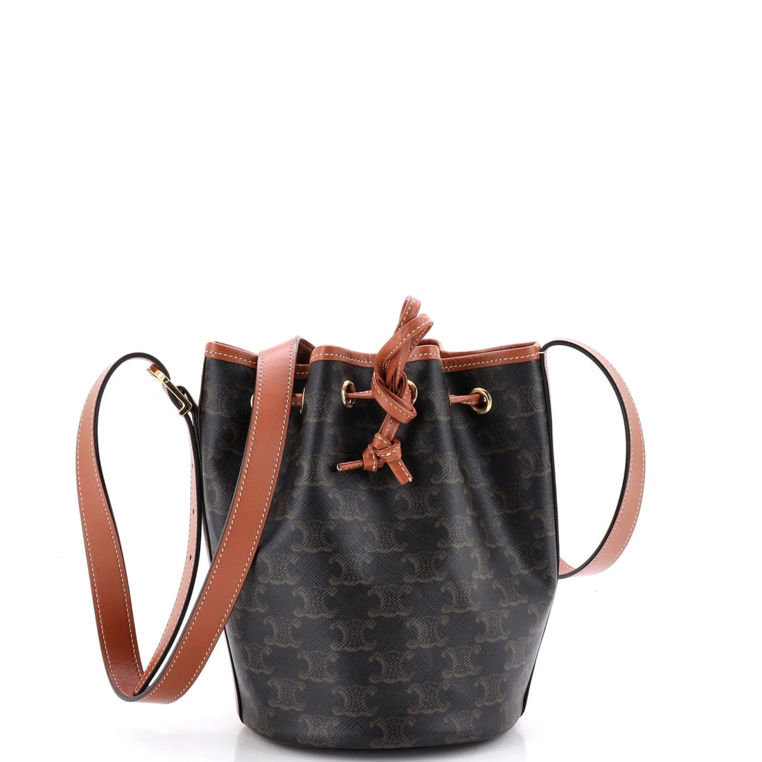 Coated canvas small bag drawstring triomphe bucket (1 of 5)