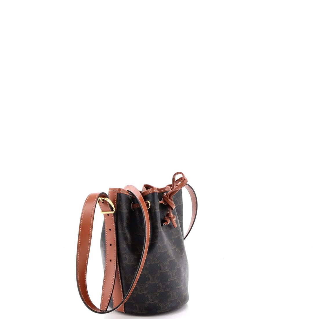 Coated canvas small bag drawstring triomphe bucket - 2