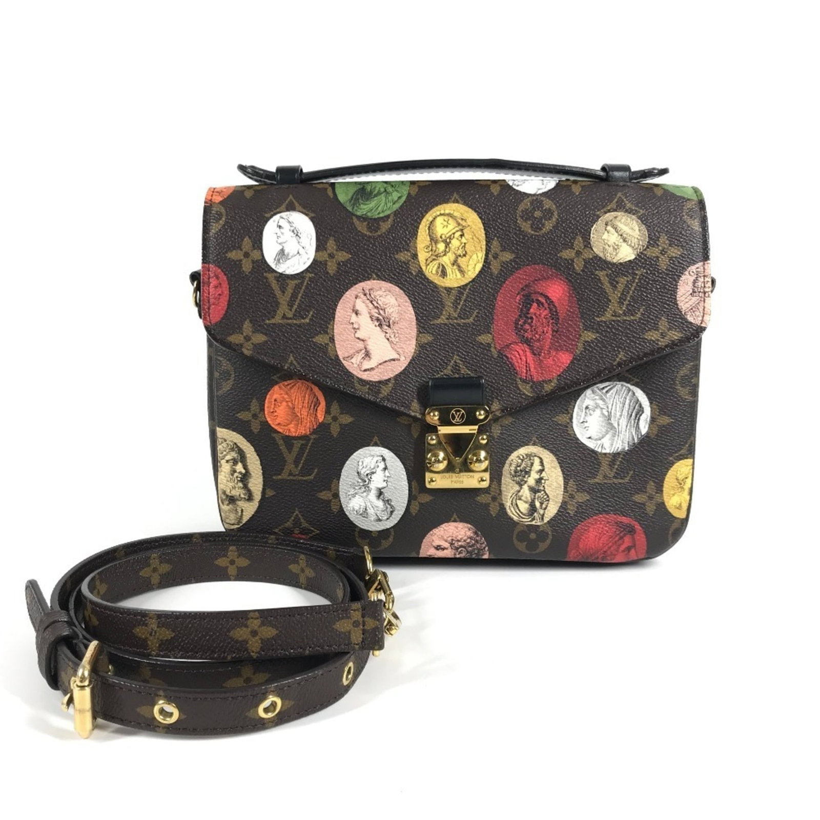 Shoulder bag with monogram by Louis Vuitton: Shoulder bag with monogram by Louis Vuitton Monogrammed with the iconic Louis Vuitton design, this brown shoulder bag features a multi-color monogram pattern. Made from high-quality materials, it