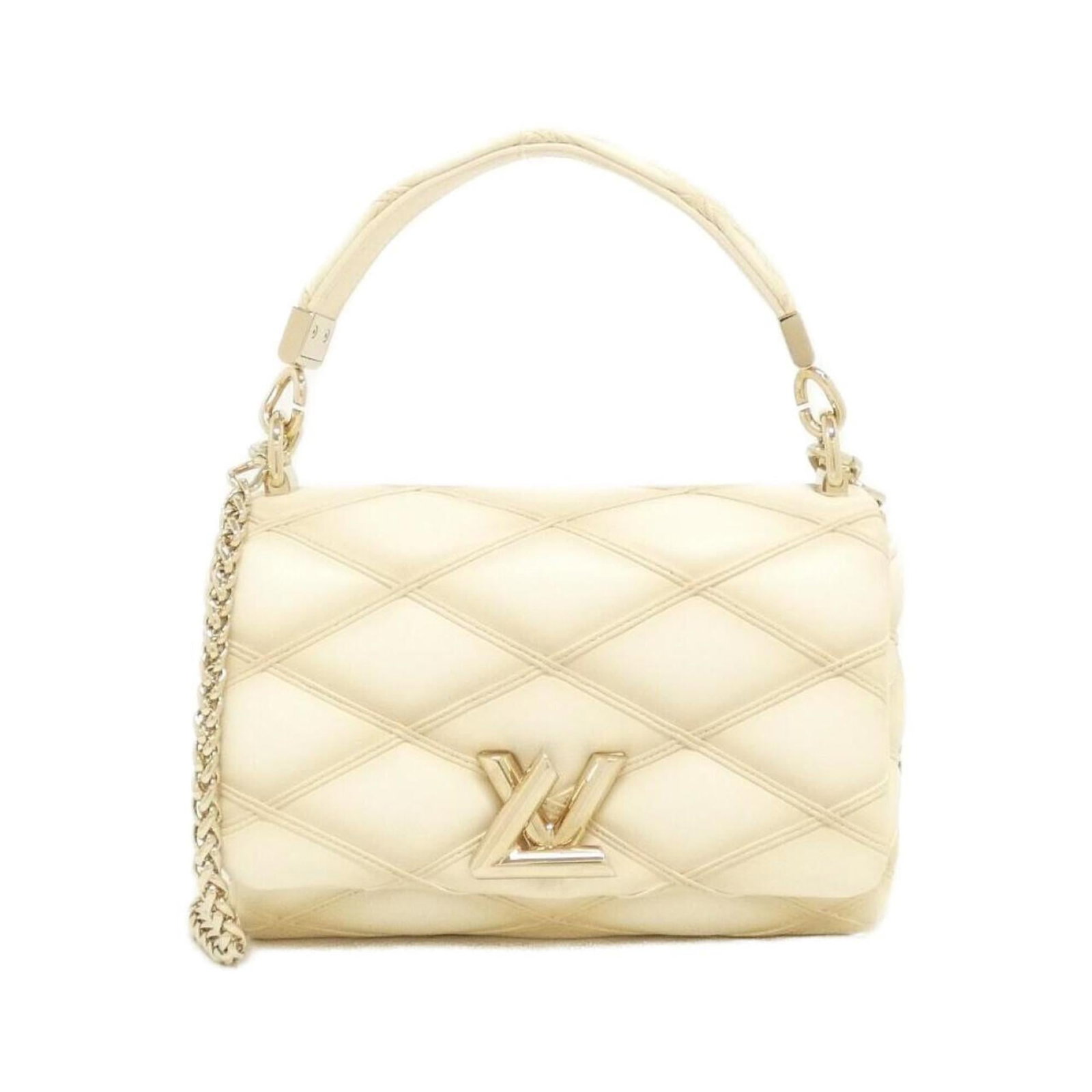 Handbag Leather Louis Vuitton: Handbag Leather Louis Vuitton This handbag features genuine lamb leather from Louis Vuitton, adorned with gold hardware. The classic design boasts a few traces of usage, some scratches and dirt