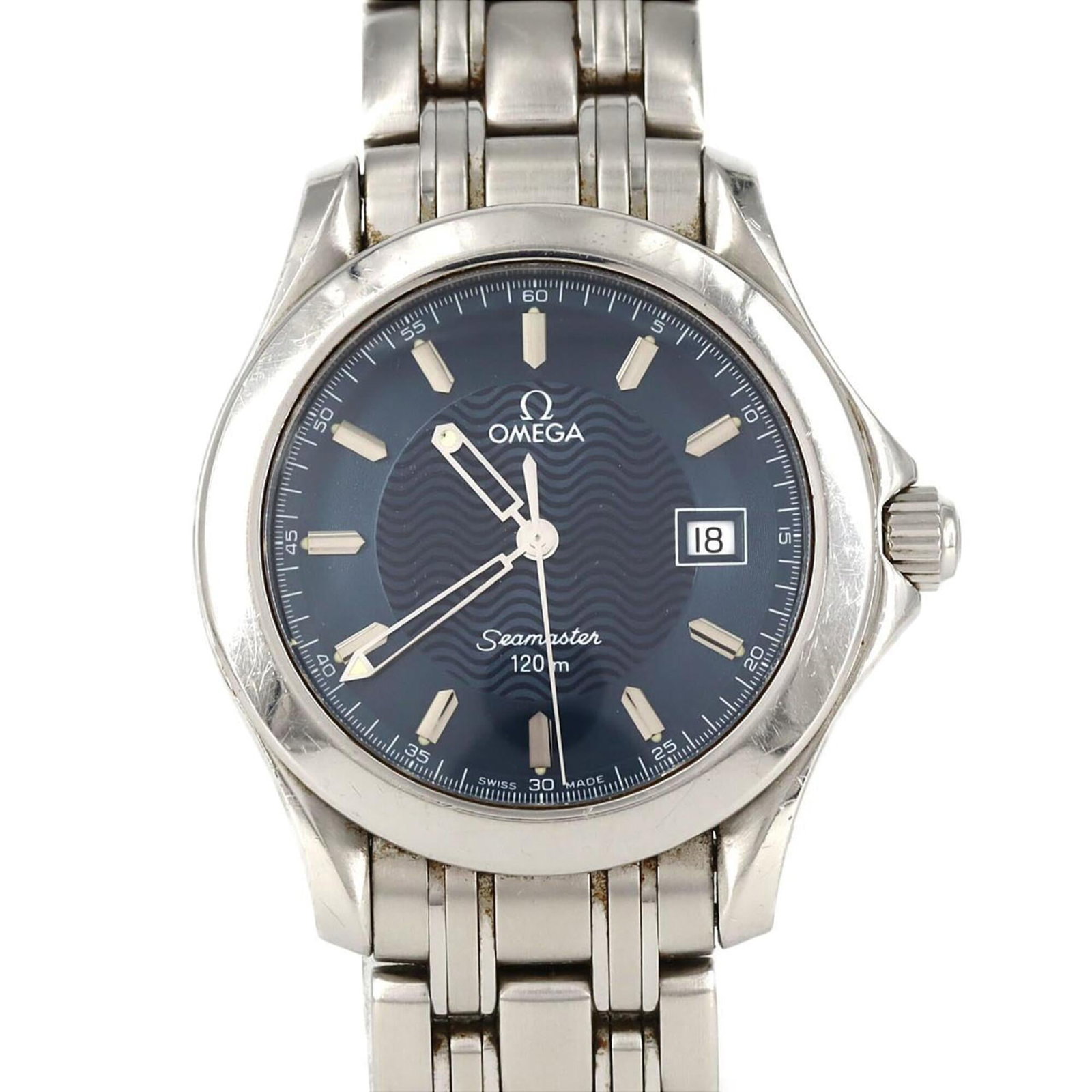 Omega Wristwatch: Omega Wristwatch Stainless steel case and band provide durability, while the blue dial adds a touch of sophistication. This Omega wristwatch features a classic design with a 36mm diameter and 18cm