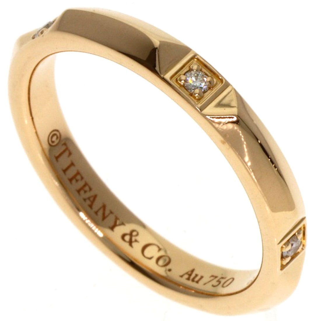 Tiffany Co True Band Diamond Ring K18 Pink Gold: Tiffany Co True Band Diamond Ring K18 Pink Gold K18 Pink Gold Tiffany Co True Band Diamond Ring, size 5(US), features a diamond main stone set in a gold band made from K18 pink gold. This ring