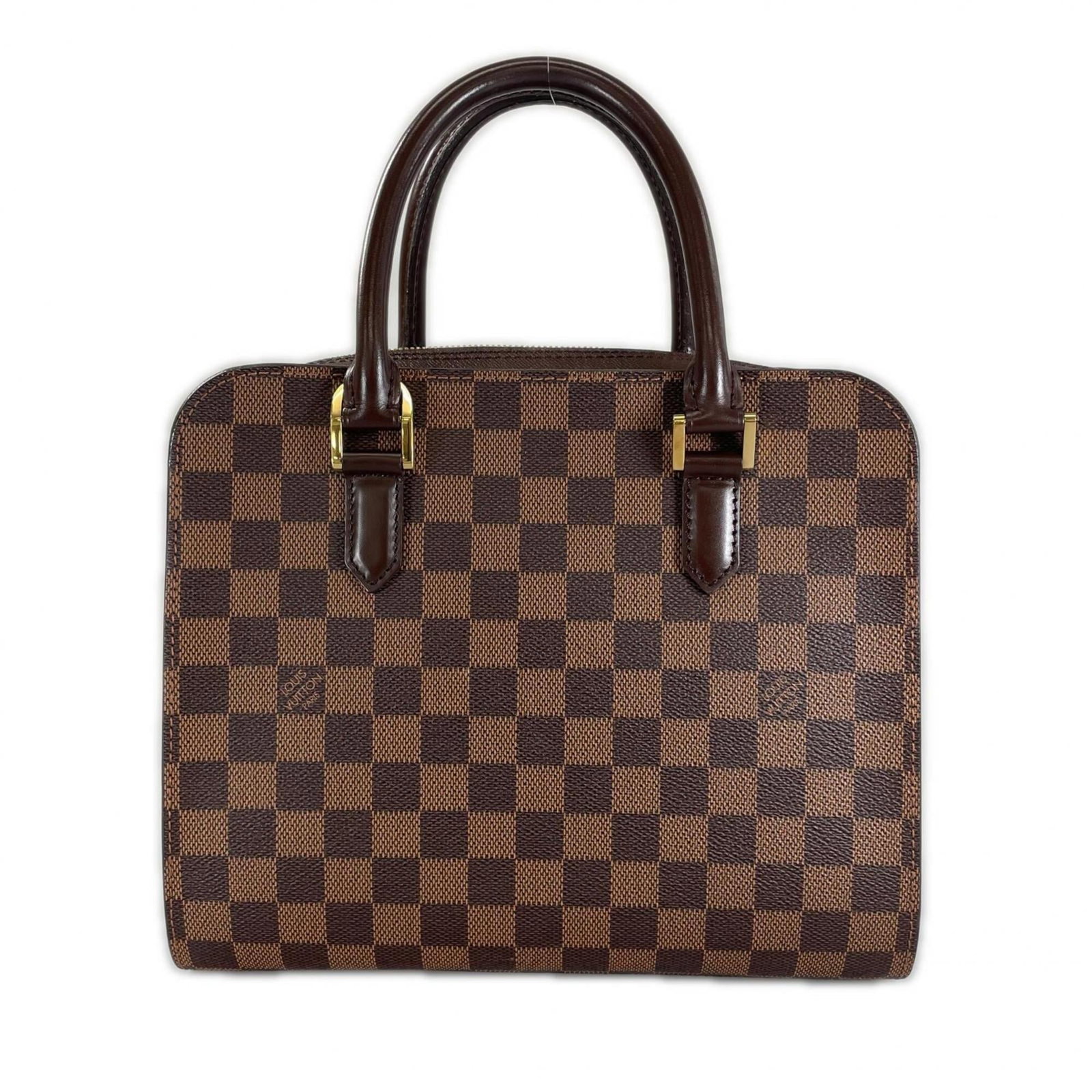 Louis Vuitton Handbag Damier Canvas: Louis Vuitton Handbag Damier Canvas Damier Canvas handbag in brown with gold hardware, featuring the iconic Louis Vuitton design. This used bag has some scratches and dirt but remains in very good