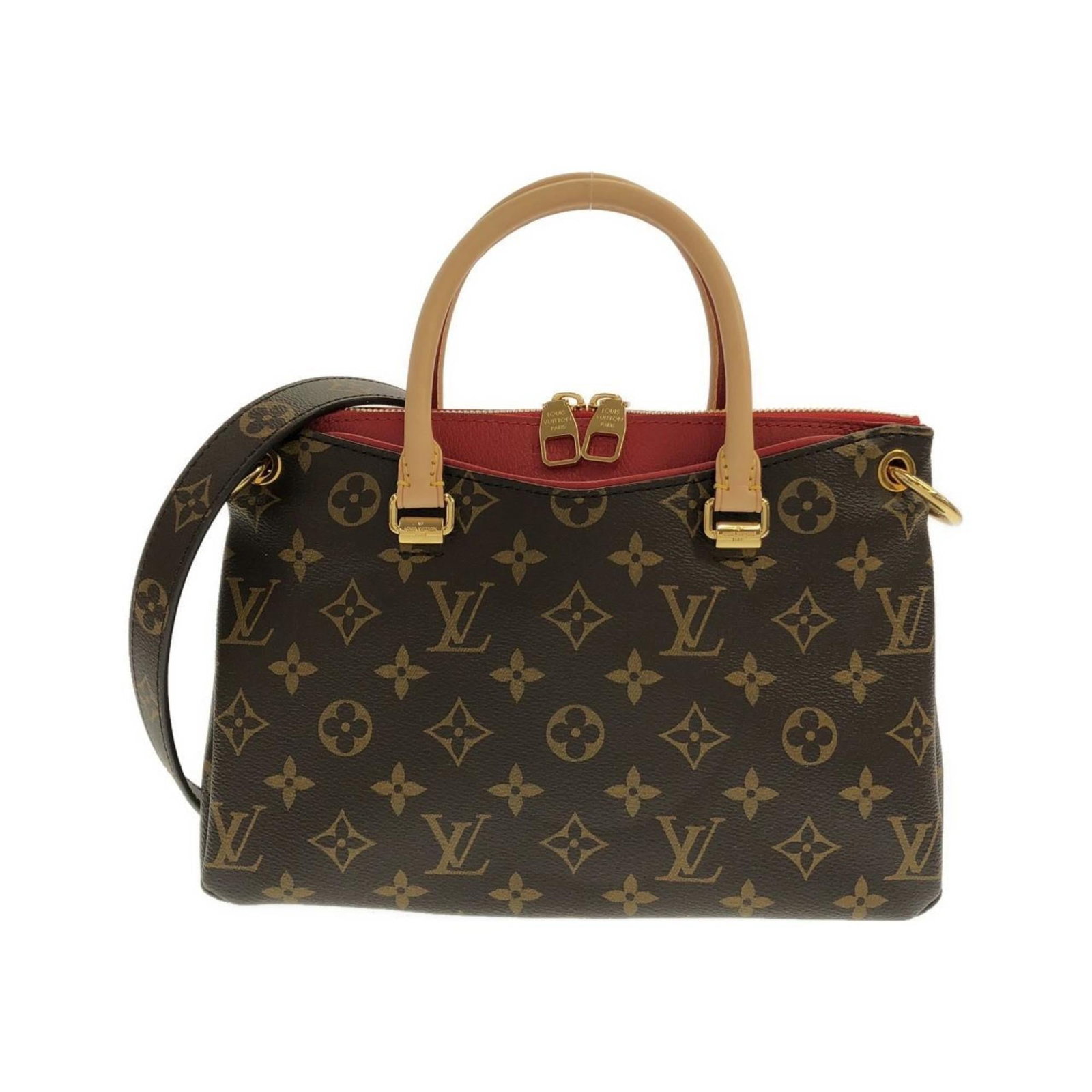Canvas coated handbag Louis Vuitton: Canvas coated handbag Louis Vuitton Brown, Cerise, and Marron colors blend in perfect harmony on this Louis Vuitton handbag. Made from coated canvas, the bag boasts a stylish design with a few traces 