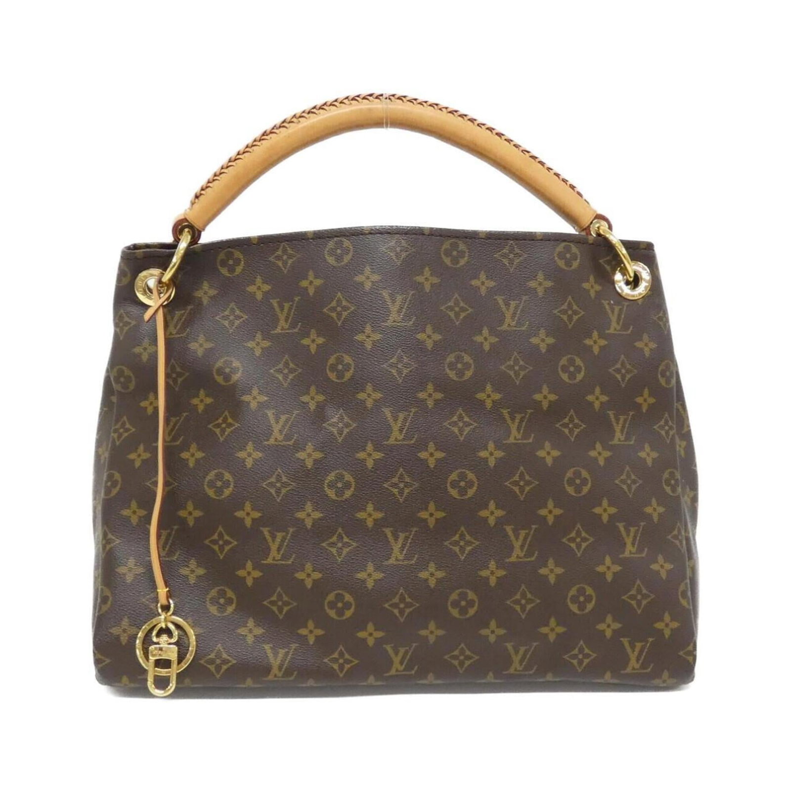 Canvas Coated Bag Shoulder Vuitton Louis: Canvas Coated Bag Shoulder Vuitton Louis Marron leather shoulder bag with gold hardware, featuring a coated canvas design. This Louis Vuitton bag measures 30cm x 40cm x 18cm and has a few traces of
