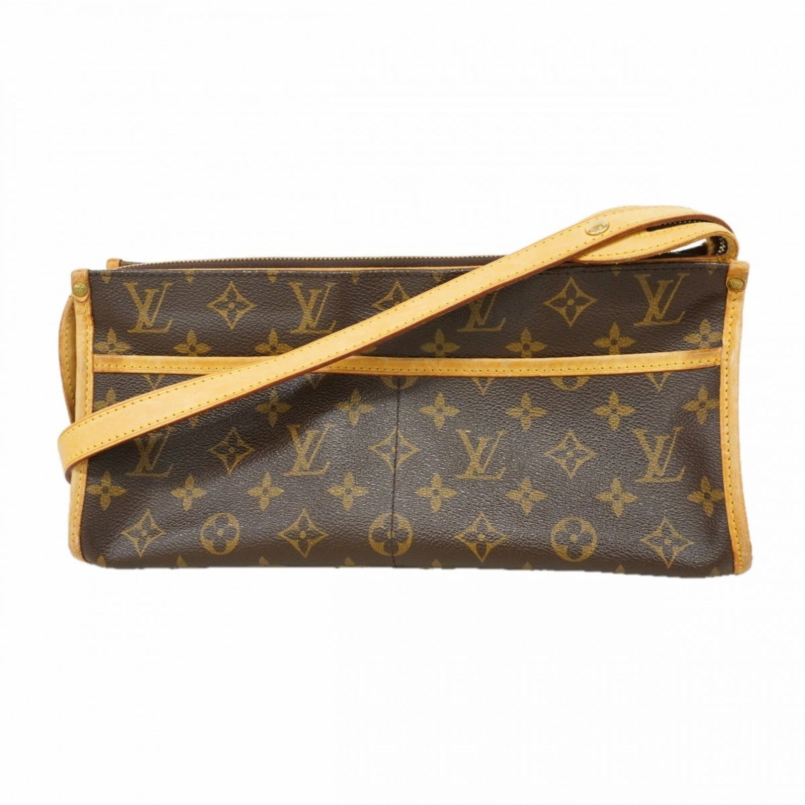 Shoulder bag by Louis Vuitton: Shoulder bag by Louis Vuitton Brown Louis Vuitton shoulder bag with a classic design, featuring a 14.5cm x 31cm x 12.5cm size and brown color. The bag has traces of usage, scratches, and dirt, but