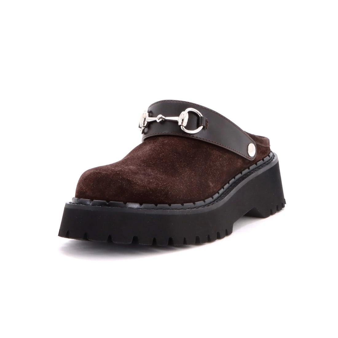 Women's Suede Mules Horsebit Gucci: Women's Suede Mules Horsebit Gucci Suede mules with a classic horsebit detail, these Gucci shoes feature brown suede exterior and black leather interior. Minor creases and scuffs throughout add to the