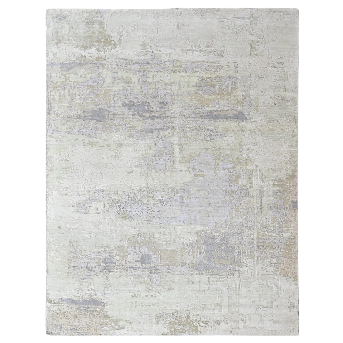 Beige wool silk rug hand knotted 100 kpsi modern abstract design (1 of 11)