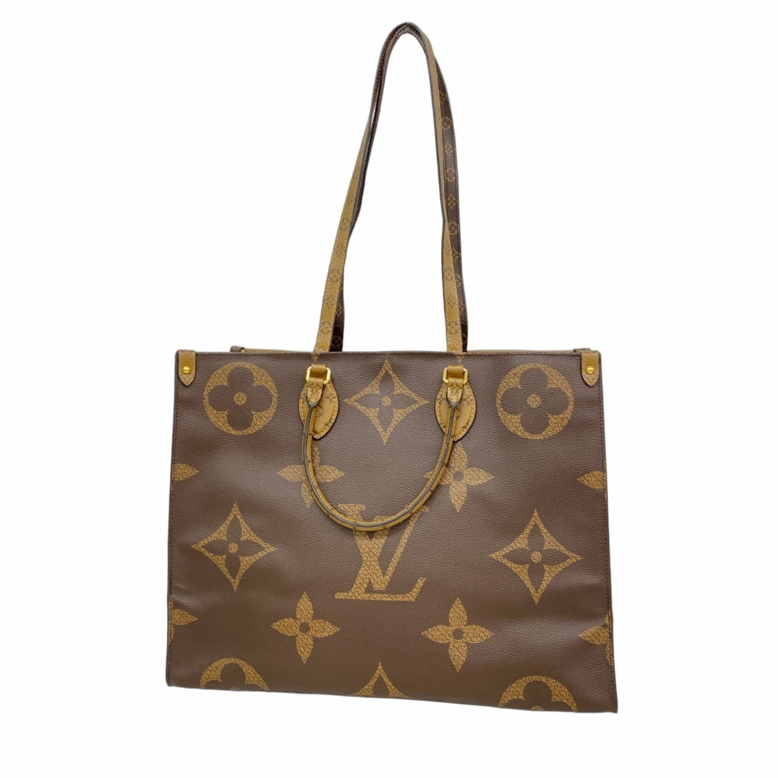 Vuitton Louis Tote Bag: Vuitton Louis Tote Bag Brown Louis Vuitton tote bag with a classic design, measuring 32cm x 41cm x 16cm. The bag shows signs of usage, including scratches and dirt, but remains in good condition overa