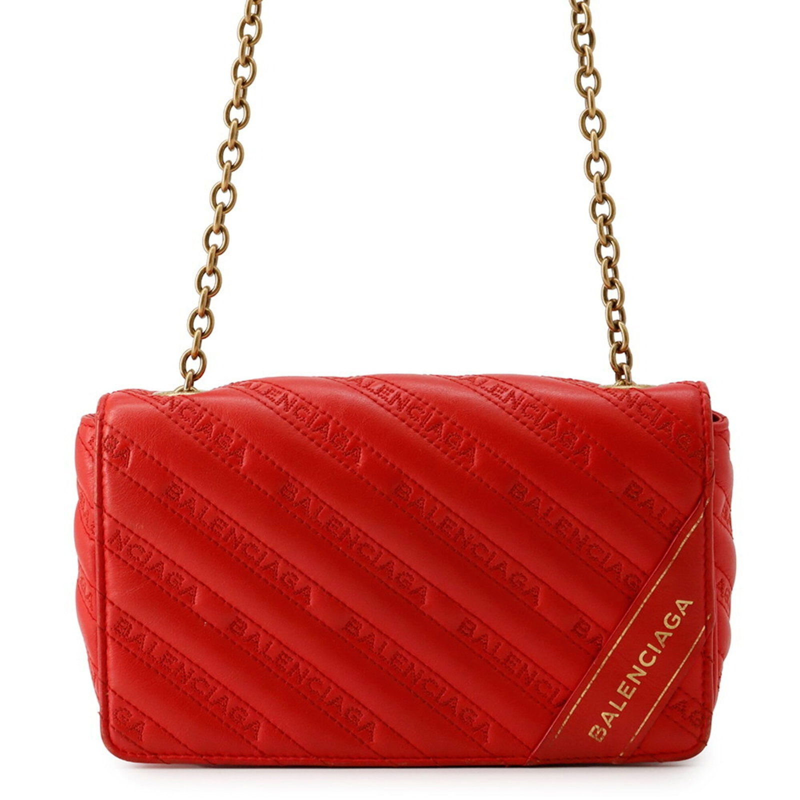 Shoulder Bag Leather Handbag Balenciaga: Shoulder Bag Leather Handbag Balenciaga Red Balenciaga leather shoulder bag with a classic design, featuring a few traces of usage and minor scratches. The bag's condition is very good, considering