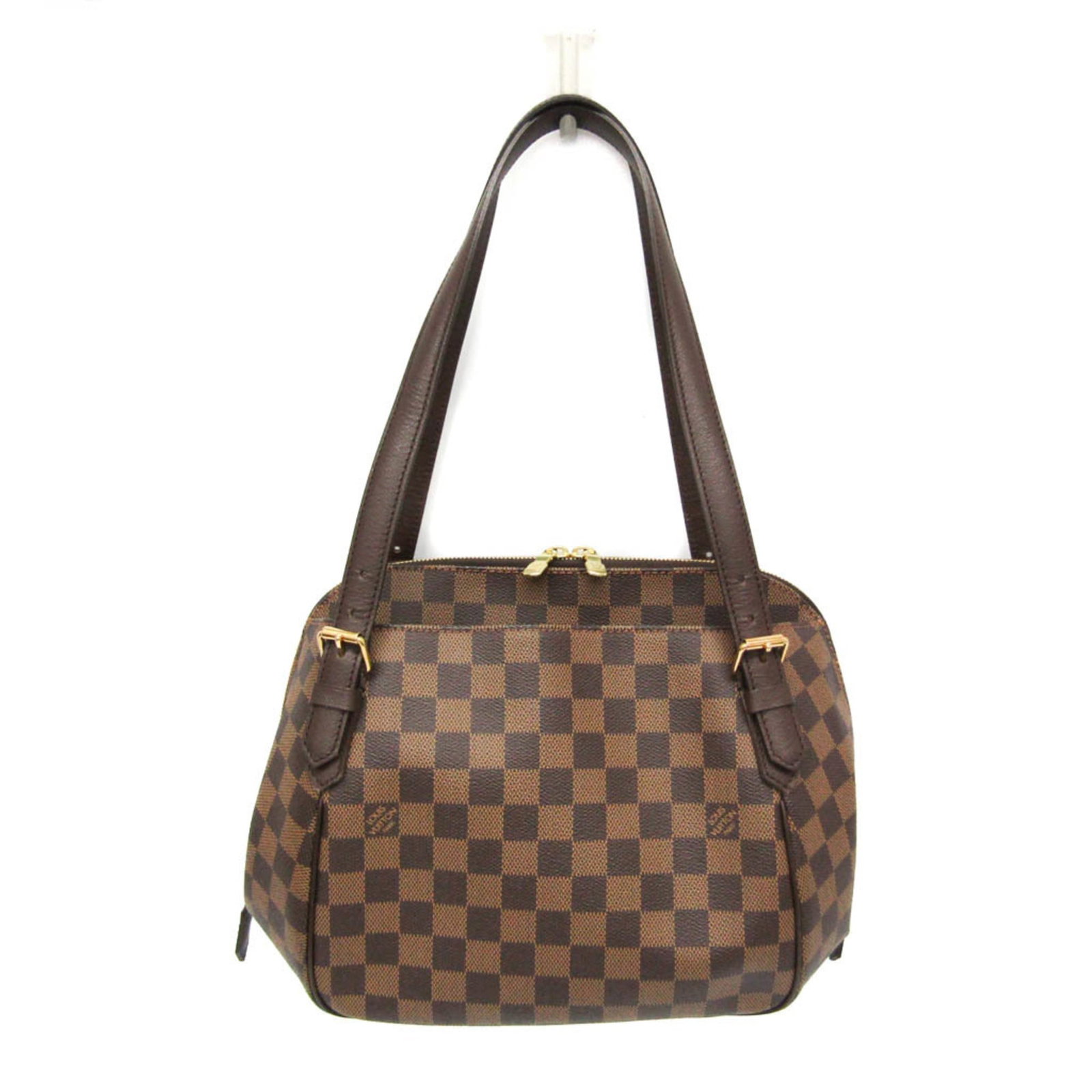 Canvas Damier Shoulder Bag Louis Vuitton: Canvas Damier Shoulder Bag Louis Vuitton Brown Ebene Damier Canvas Shoulder Bag with gold hardware and adjustable handle. This Louis Vuitton shoulder bag features two open pockets, an inner open