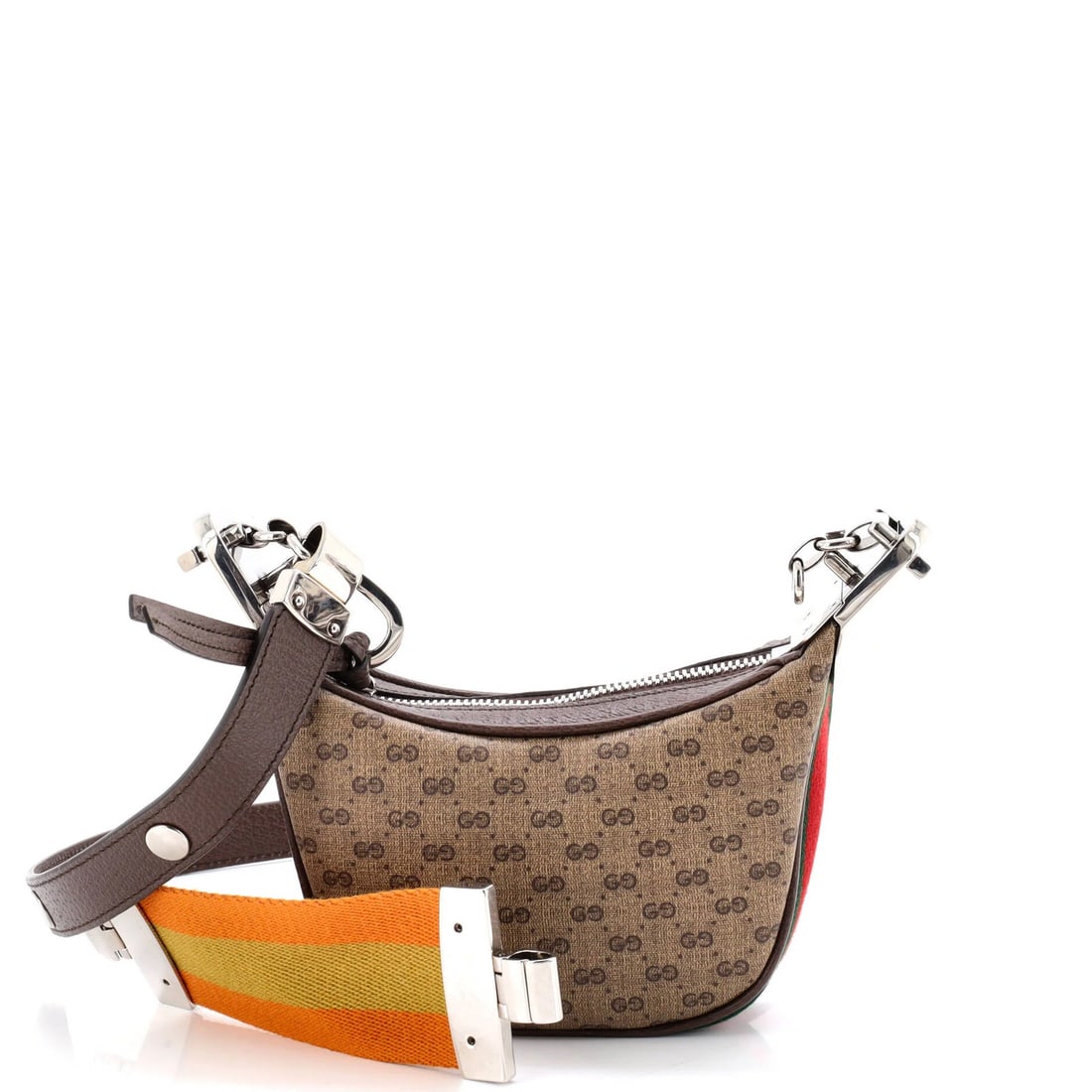 Micro GG Coated Canvas Bag Attache Mini by Gucci: Micro GG Coated Canvas Bag Attache Mini by Gucci Miniature in size, this Micro GG Coated Canvas Attache bag from Gucci boasts a stylish brown exterior and neutral interior. The canvas coating