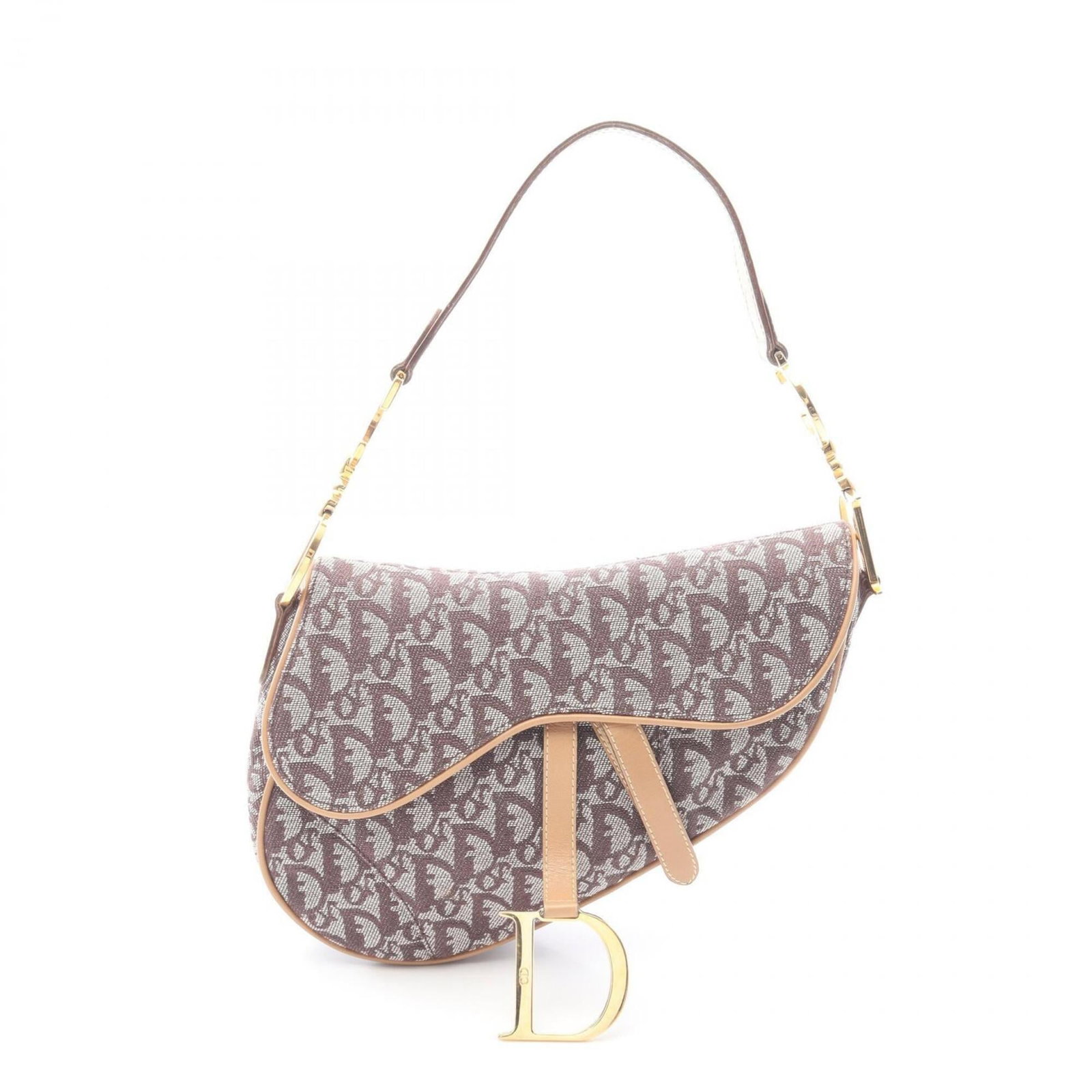 Dior Handbag Saddle Bag Leather Canvas Christian: Dior Handbag Saddle Bag Leather Canvas Christian Saddle bag in beige and brown canvas leather, featuring a classic design. The bag measures 16cm x 25cm x 5cm and has a handle length of 49cm. With