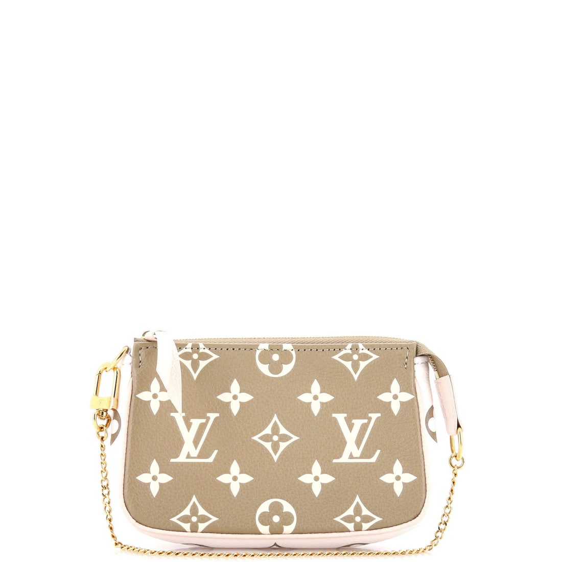 Louis Vuitton Pochette Accessoires Spring in the City Monogram Empreinte Leather: Louis Vuitton Pochette Accessoires Spring in the City Monogram Empreinte Leather Mini Louis Vuitton Pochette Accessoires in Spring in the City Monogram Empreinte Leather features a vibrant multicolor