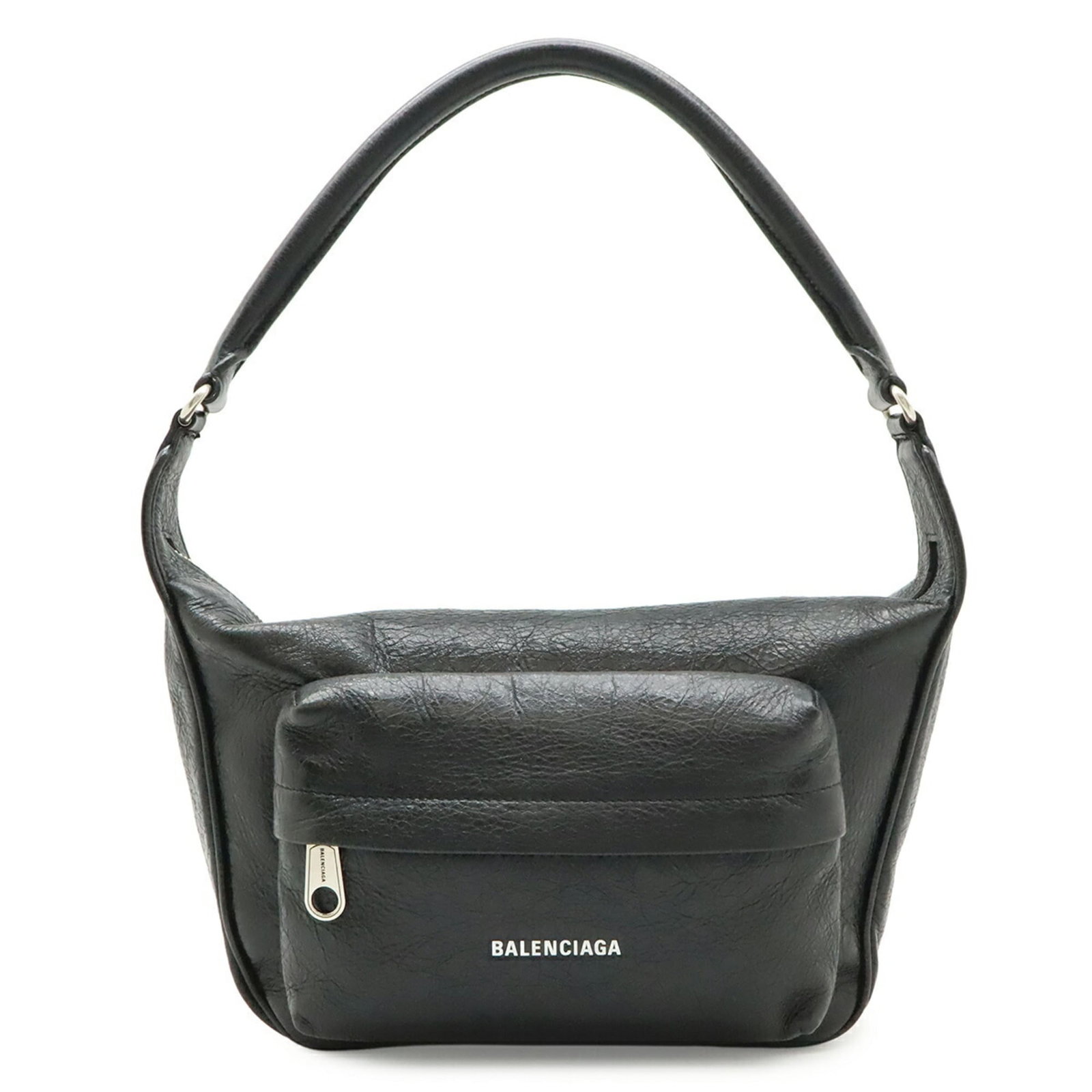Shoulder bag leather from Balenciaga: Shoulder bag leather from Balenciaga Black leather shoulder bag from Balenciaga, measuring 18cm x 29cm x 6cm. The bag features a few traces of usage and minor scratches/dirt, but remains in very good 