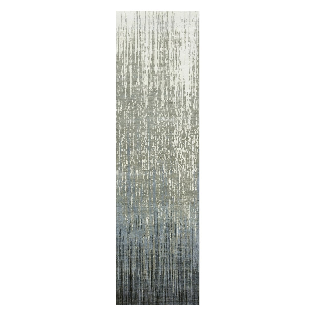 2'6"x10'2" Gray Pure Wool Hand Knotted Modern Ombre Design Runner Rug (1 of 7)