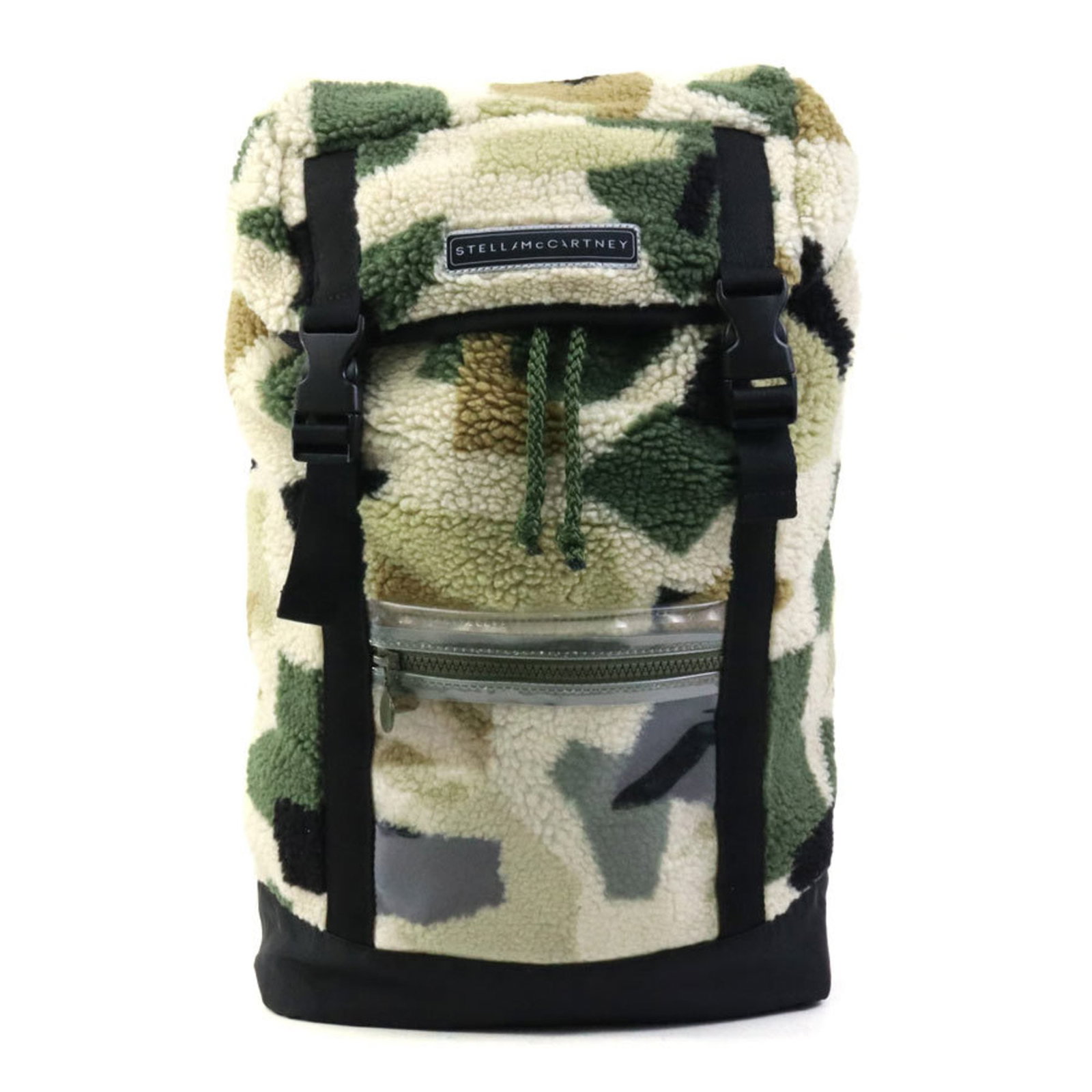 Backpack Nylon McCartney Stella: Backpack Nylon McCartney Stella Backpack in beige and khaki nylon with push lock closure, measuring 45cm x 26cm x 12.5cm. The item has a few traces of usage, some scratches / dirt visible but remains