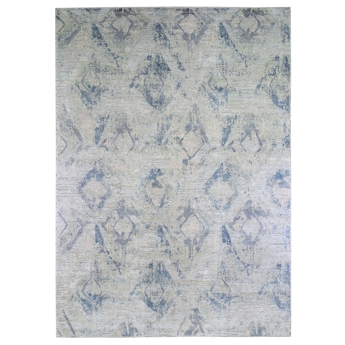10'x14'3" Large Elements Pastels Modern Silk & Textured Wool Handmade Rug: 10'x14'3" Large Elements Pastels Modern Silk & Textured Wool Handmade Rug This stunning 10'x14'3" Large Elements Pastels Modern Silk & Textured Wool Handmade Rug boasts an impressive size and unique