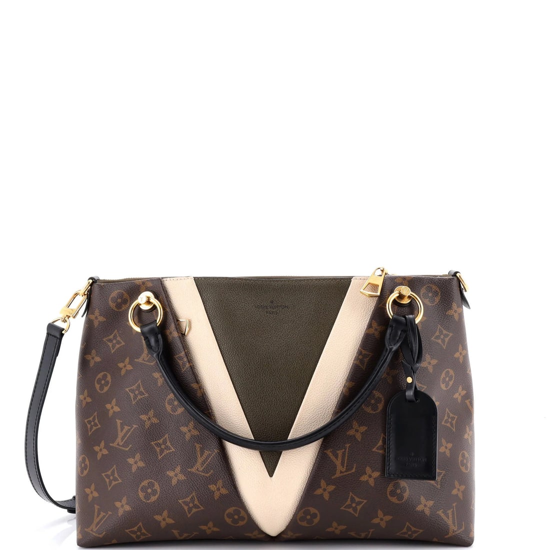 Vuitton Louis Monogram Canvas Tote Leather MM: Vuitton Louis Monogram Canvas Tote Leather MM Canvas Coated Leather Louis Vuitton MM Tote in Brown. This classic shoulder bag features the iconic Monogram Canvas and Leather design, with a sturdy