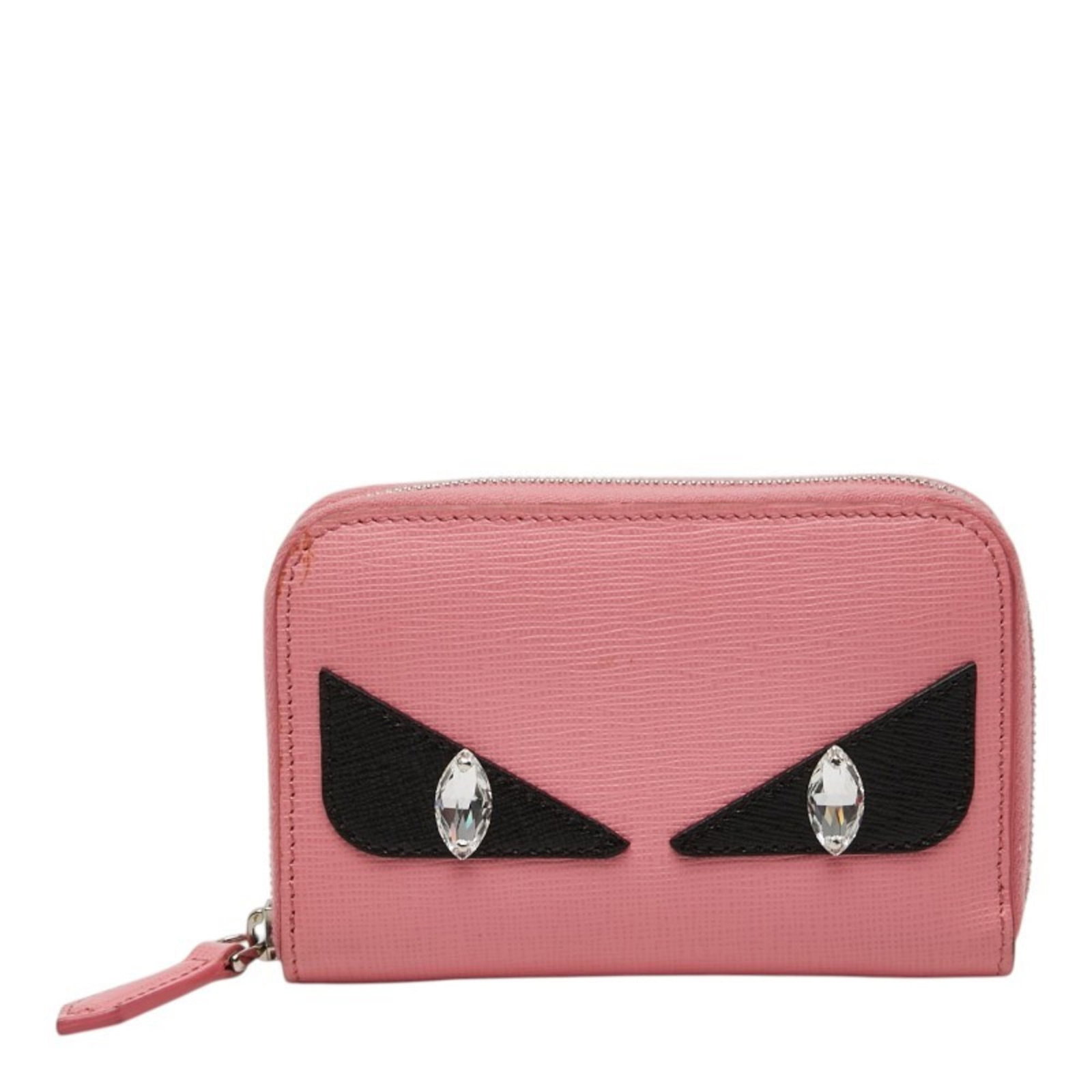 Coin purse leather case Fendi: Coin purse leather case Fendi Black and pink Fendi leather coin purse case with a zipper closure, offering a sleek and stylish storage solution. Measuring 8cm x 12cm x 1.8cm, it features a classic