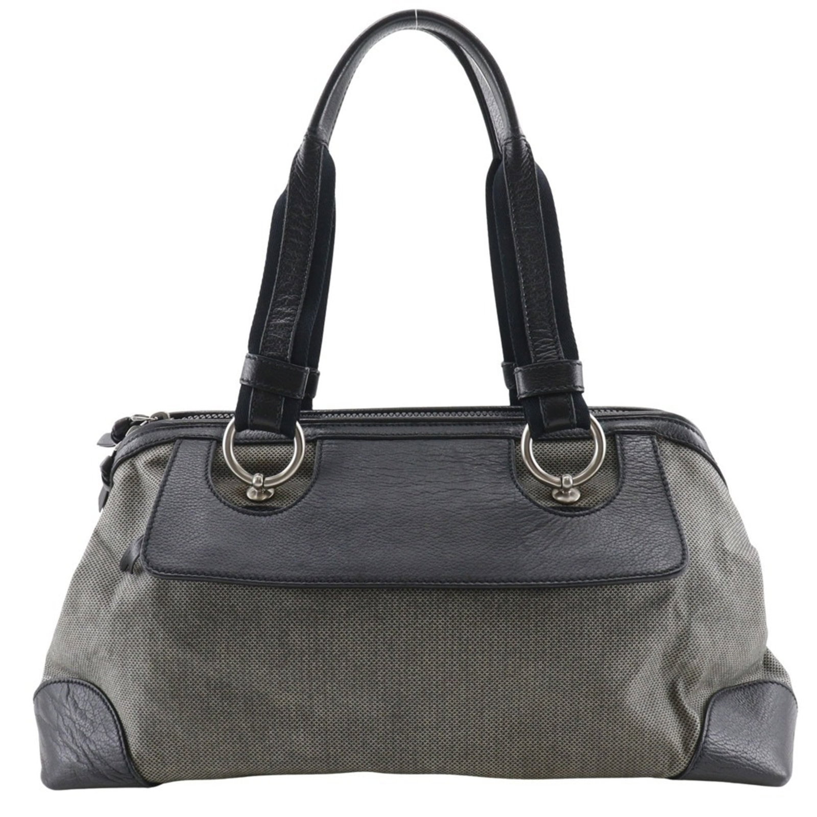 Canvas Leather Tote Bag by Bottega Veneta: Canvas Leather Tote Bag by Bottega Veneta Canvas Leather Tote Bag by Bottega Veneta - A timeless, versatile tote in black and gray canvas leather, featuring subtle signs of wear. The bag's classic