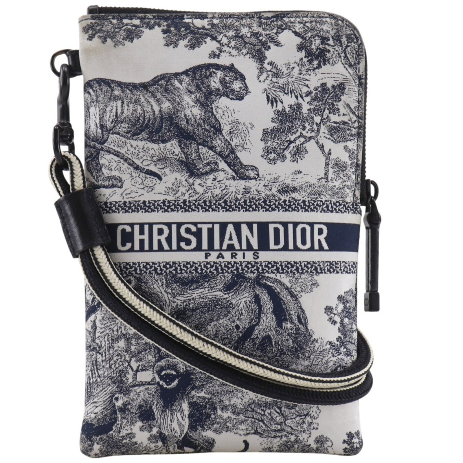 Shoulder bag nylon pouch from Christian Dior: Shoulder bag nylon pouch from Christian Dior Used Christian Dior nylon shoulder bag with black and white color scheme, measuring 18cm x 11.5cm x 1.5cm. The bag features a classic design with traces