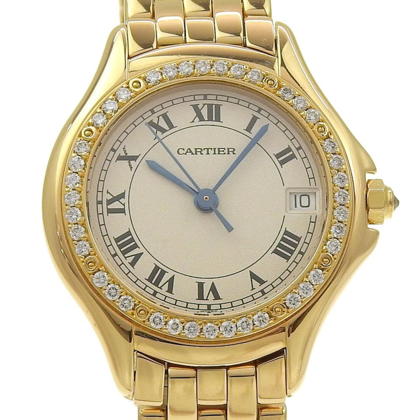 Cartier Wristwatch: Cartier Wristwatch Cartier Wristwatch, featuring a stunning ivory dial and yellow gold (18K) case and band, is a timeless piece that exudes elegance. With its 26mm diameter case and 16cm wrist size, i
