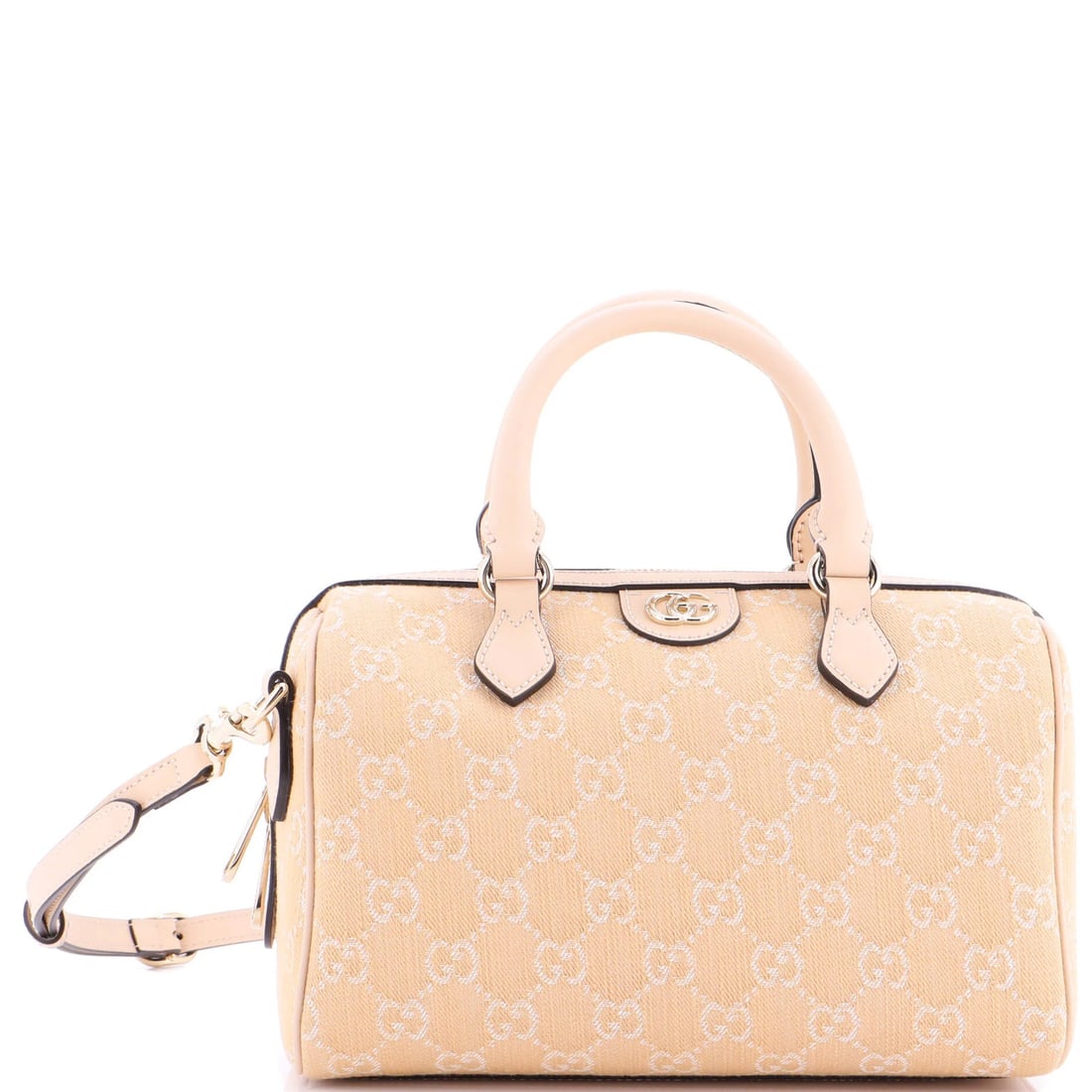 Small Boston bag convertible GG denim Ophidia Gucci: Small Boston bag convertible GG denim Ophidia Gucci Small Boston bag convertible GG denim Ophidia Gucci, featuring top handle and convertible design. This neutral-colored small bag boasts a durable
