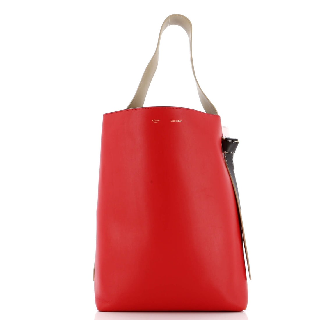 Cabas Tote Calfskin Celine Twisted Small: Cabas Tote Calfskin Celine Twisted Small Calfskin Celine Twisted Small Cabas Tote in multicolor leather features a unique twisted design, adding visual interest to its compact size. Measuring 14"