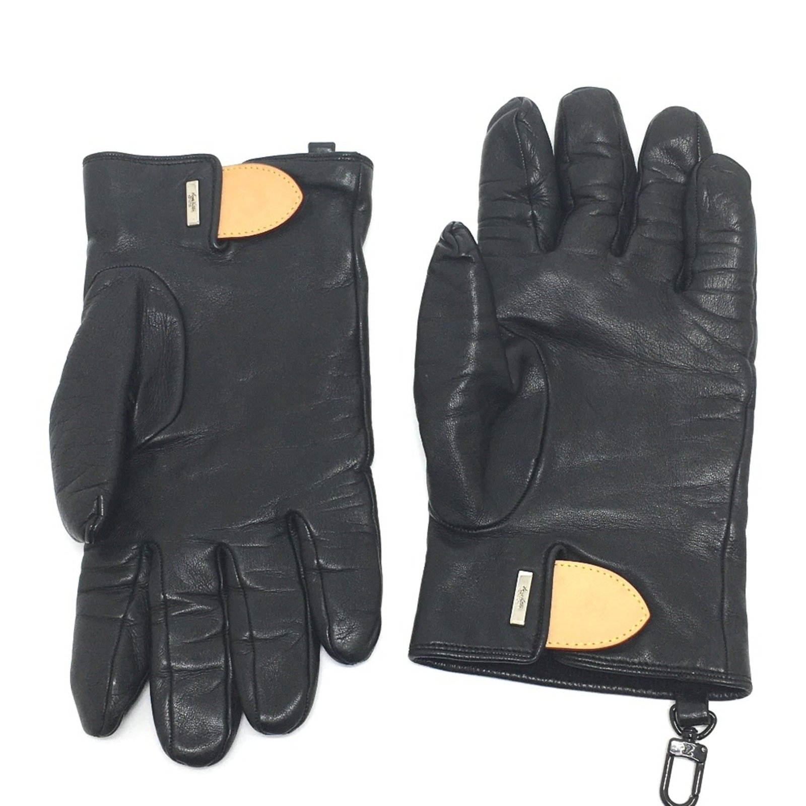 Louis Vuitton Warm Gloves Cashmere Leather: Louis Vuitton Warm Gloves Cashmere Leather Black cashmere and leather gloves from Louis Vuitton, with a total length of 23.7cm, bearing traces of usage and minor scratches/dirt. The item is in good co