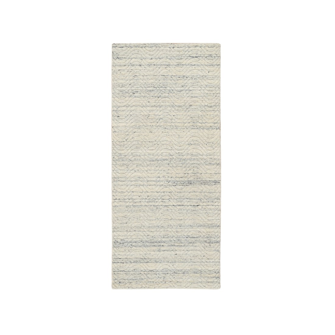 2'6"x6' Beige Hand Loomed Variegated Modern Design Wool Runner Rug: 2'6"x6' Beige Hand Loomed Variegated Modern Design Wool Runner Rug Modern design meets traditional craftsmanship in this stunning hand loomed wool runner rug, boasting a unique variegated pattern and 