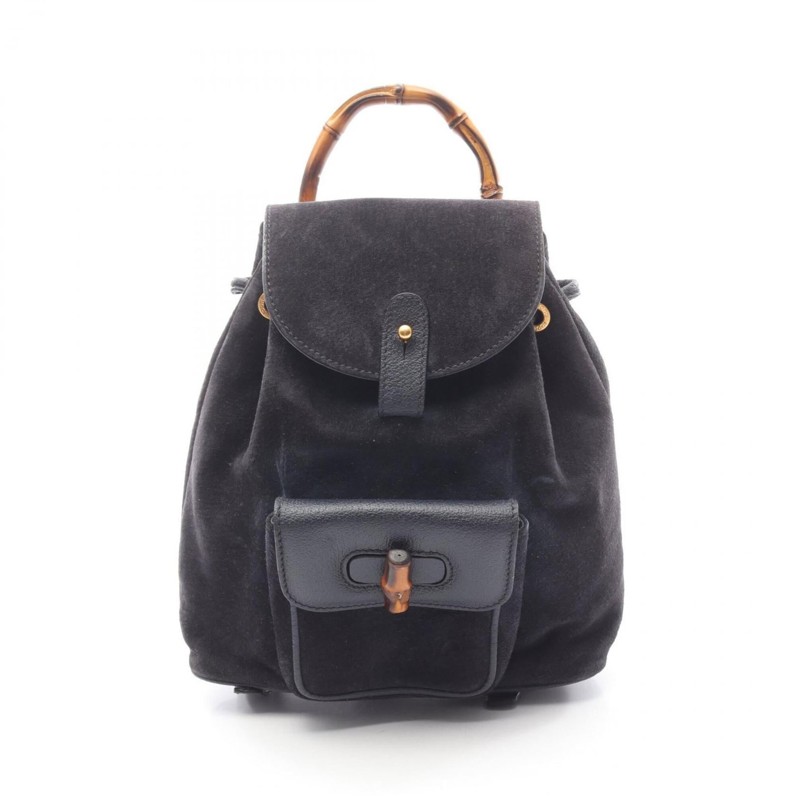 Suede Leather Gucci Backpack: Suede Leather Gucci Backpack Suede leather Gucci backpack with navy color and classic design. The backpack has traces of usage, scratches, and dirt, but remains in good condition overall. Measuring