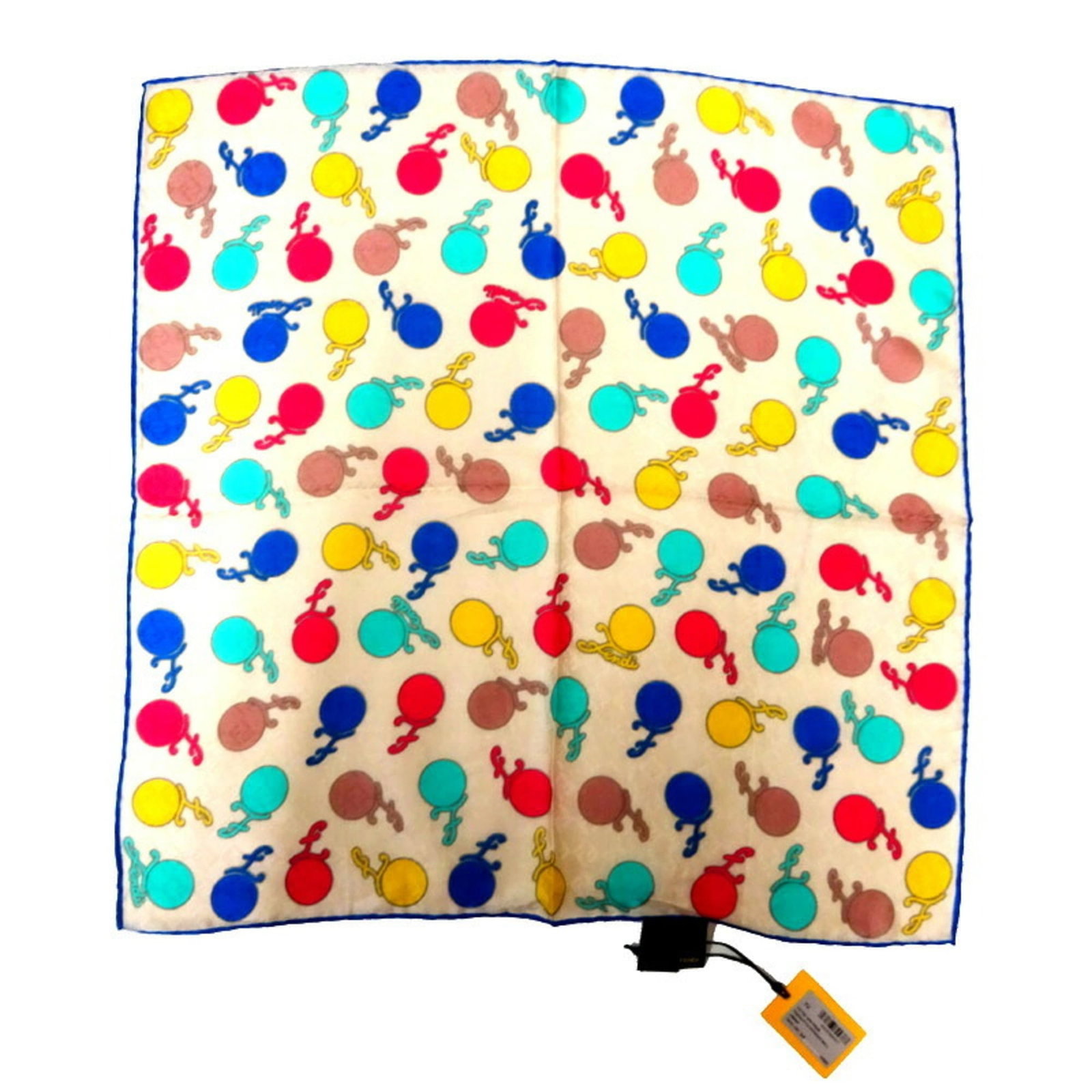 Cotton Bandana by Fendi: Cotton Bandana by Fendi Cotton bandana by Fendi, featuring a unique beige and multi-color design. Made from high-quality cotton, this stylish accessory measures 51.5cm x 53cm, making it perfect for