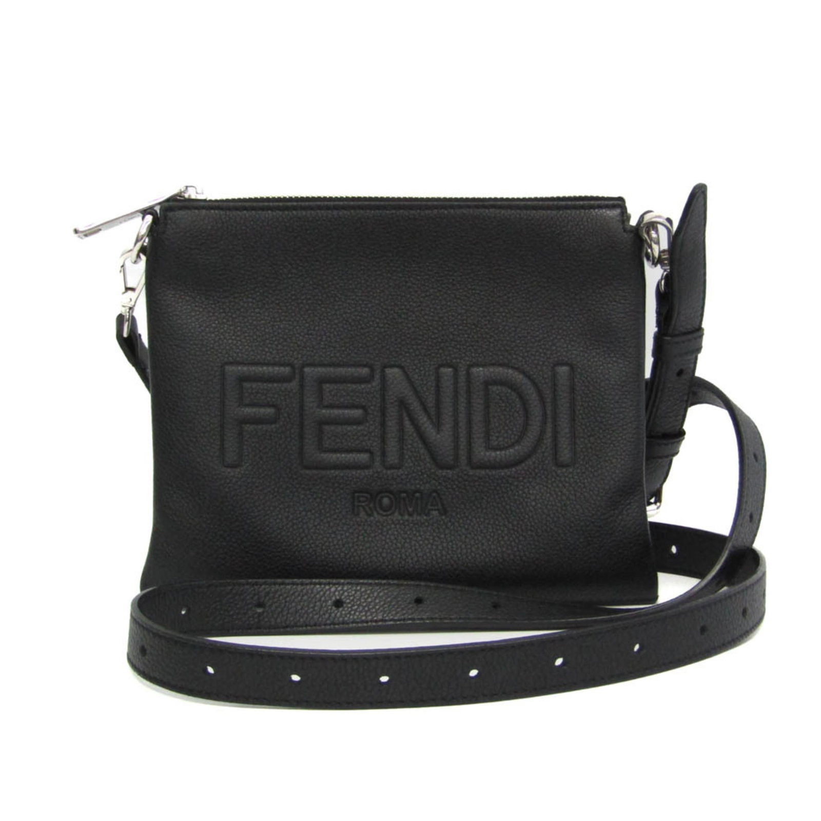Fendi Shoulder Bag Leather: Fendi Shoulder Bag Leather Black Fendi Leather Shoulder Bag with Zipper Closure. Made from high-quality leather, this shoulder bag features a classic design and adjustable strap length for a customiza