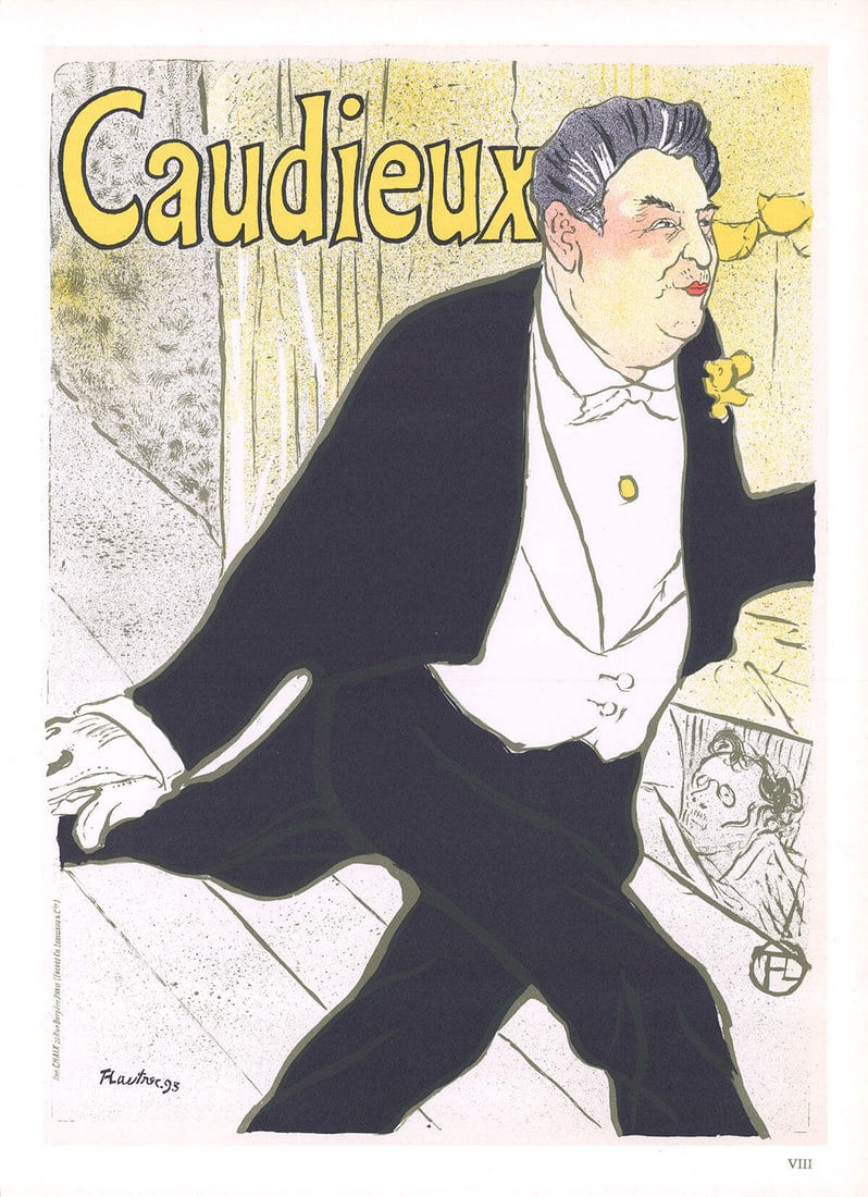 HENRI DE TOULOUSE-LAUTREC Caudieux 14.5" x 10.5" Lithograph 1966 Art Nouveau Yel (1 of 1)