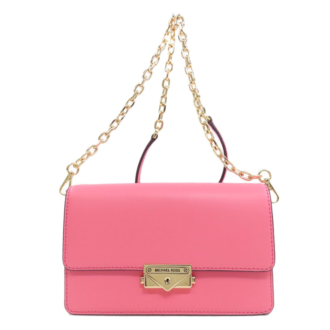 Michael Kors Chainshoulder Shoulder Bag Leather: Michael Kors Chainshoulder Shoulder Bag Leather Pink leather shoulder bag with chain details, designed by Michael Kors. This stylish shoulder bag features pink exterior material and comes in the