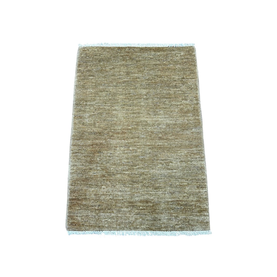 2'1"x3' Coffee Brown Plain Solid Pattern Hand Knotted Ghazni Wool Mat Rug: 2'1"x3' Coffee Brown Plain Solid Pattern Hand Knotted Ghazni Wool Mat Rug Solid pattern Ghazni wool mat rug in coffee brown color, measuring 2'1"x3' (64 CM X 89 CM), features a hand-knotted wool pile 