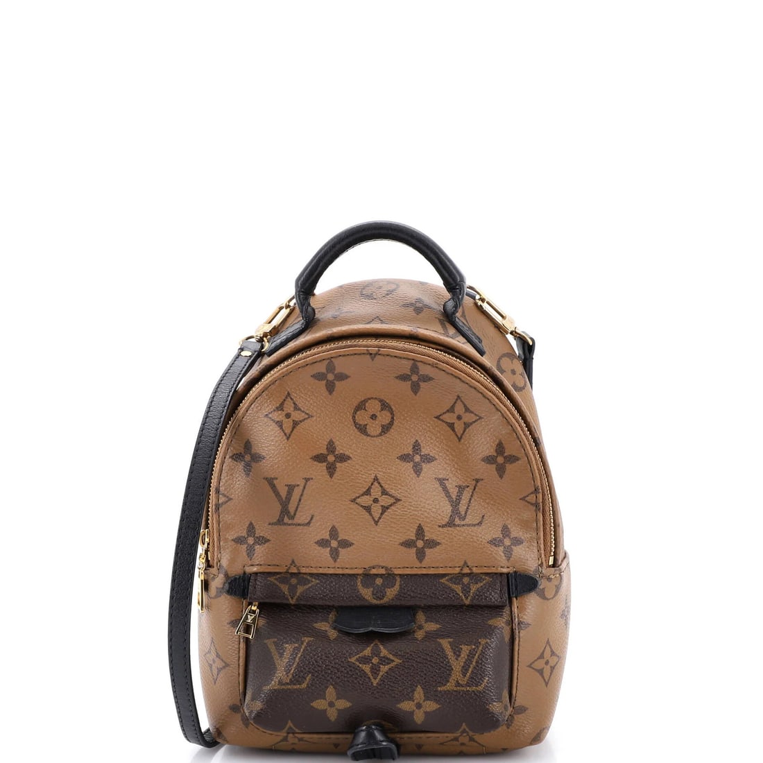 Palm Springs Mini Monogram Reverse Canvas Backpack Vuitton Louis: Palm Springs Mini Monogram Reverse Canvas Backpack Vuitton Louis The Palm Springs Mini Monogram Reverse Canvas Backpack Vuitton Louis features a classic brown canvas exterior with gold hardware, adorn