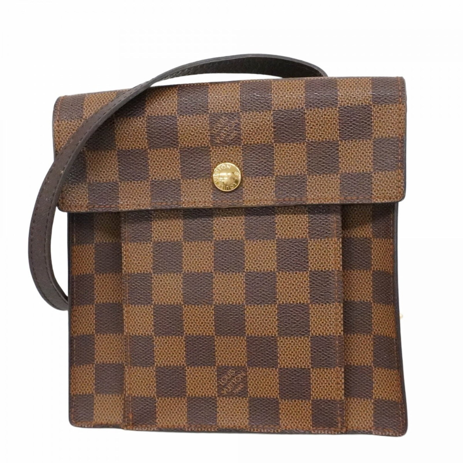 Shoulder bag by Louis Vuitton: Shoulder bag by Louis Vuitton Used Louis Vuitton shoulder bag with Ebene color, measuring 18.5cm x 17.5cm x 3cm, bearing visible traces of usage and minor scratches. The bag's condition is generally g