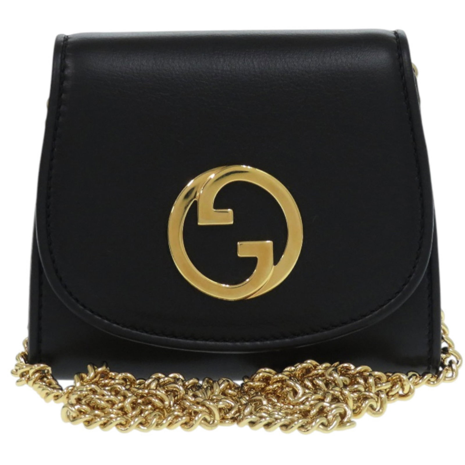 Chain Wallet Leather For Gucci: Chain Wallet Leather For Gucci Chain Wallet Leather For Gucci - Black. This black leather chain wallet features a classic design with a shoulder strap, measuring 10.5cm x 12.4cm x 3.5cm. Made from