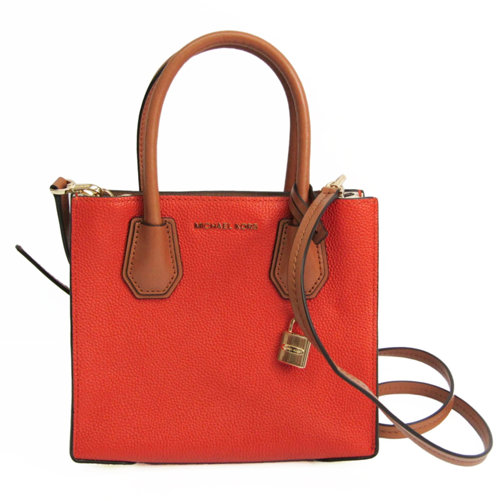 Handbag Leather Shoulder Michael Kors: Handbag Leather Shoulder Michael Kors Leather shoulder bag from Michael Kors with adjustable strap, zipper pocket, and open closure. Features gold hardware and comes in various colors including