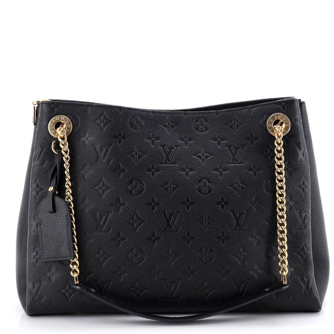 Louis Vuitton Surene Handbag Monogram Empreinte Leather MM: Louis Vuitton Surene Handbag Monogram Empreinte Leather MM Black Louis Vuitton Surene Handbag Monogram Empreinte Leather MM features a classic shoulder bag design with a sleek black exterior and gold