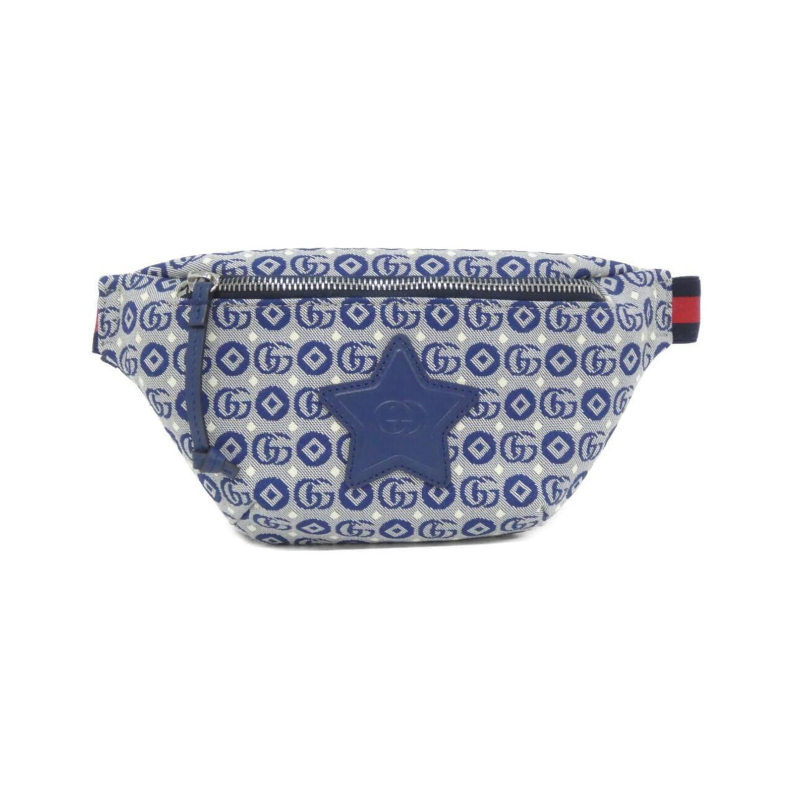 Gucci Fanny Pack: Gucci Fanny Pack This Gucci fanny pack boasts a sleek blue and white design, with silver hardware adding a touch of sophistication. Measuring 14cm x 14cm x 4cm, it's a stylish accessory that can be ea
