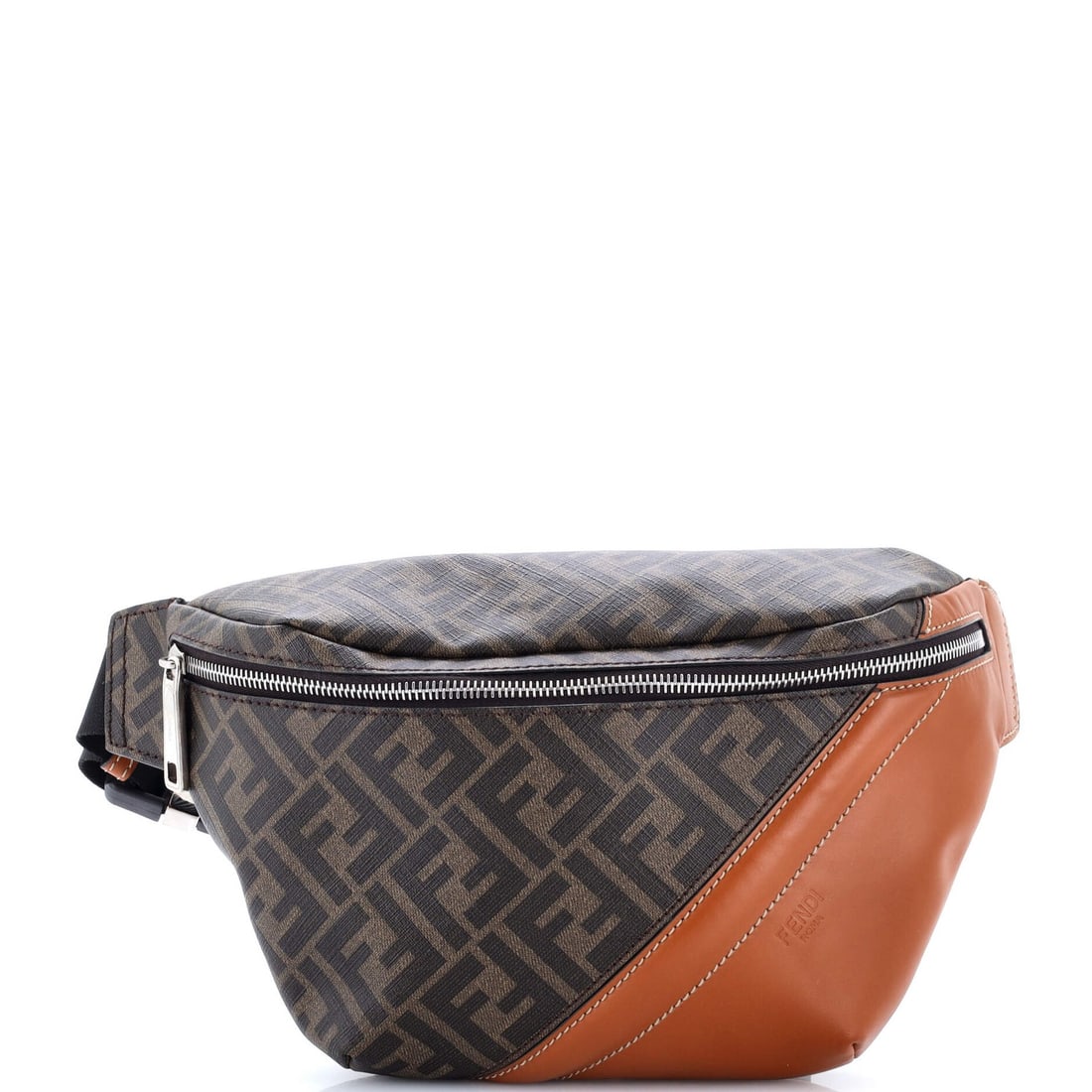 Fendi Zip Belt Bag Zucca Coated Canvas and Leather: Fendi Zip Belt Bag Zucca Coated Canvas and Leather Fendi Zip Belt Bag Zucca Coated Canvas and Leather features a unique blend of canvas coated leather exterior, with scuffs, edge wear, corner wear,